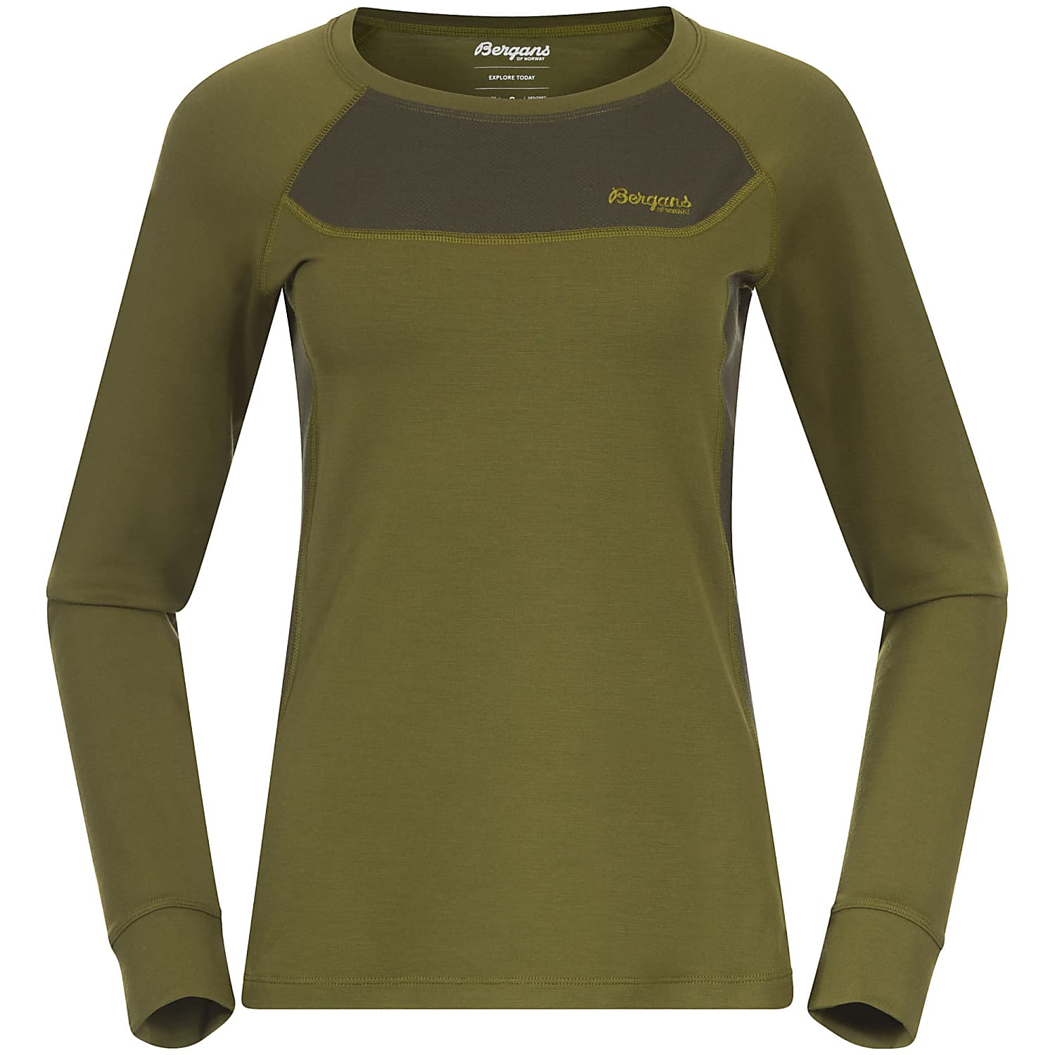 Bergans CECILIE WOOL LONG SLEEVE, Green - Dark Olive Green - Fast and cheap - www.exxpozed.com