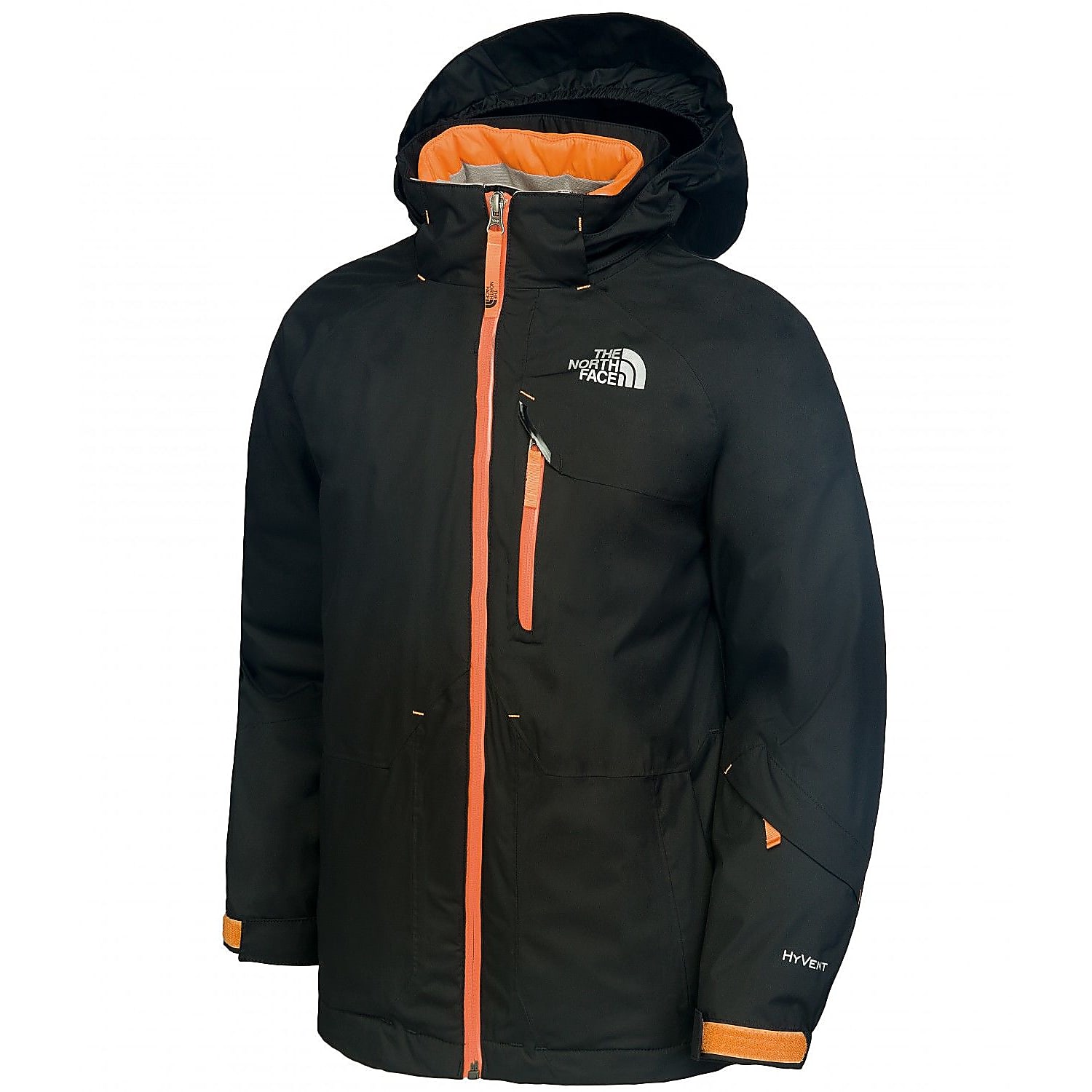 the north face orange and black jacket