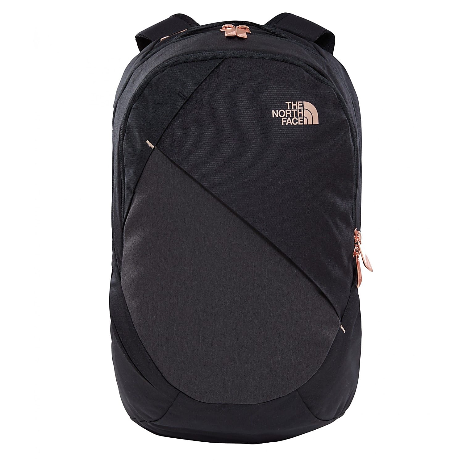 rose gold and black north face backpack