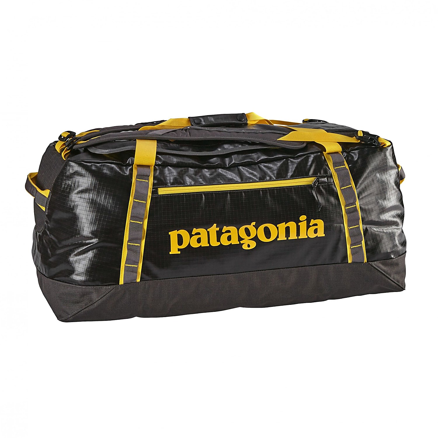 black and yellow duffle bag