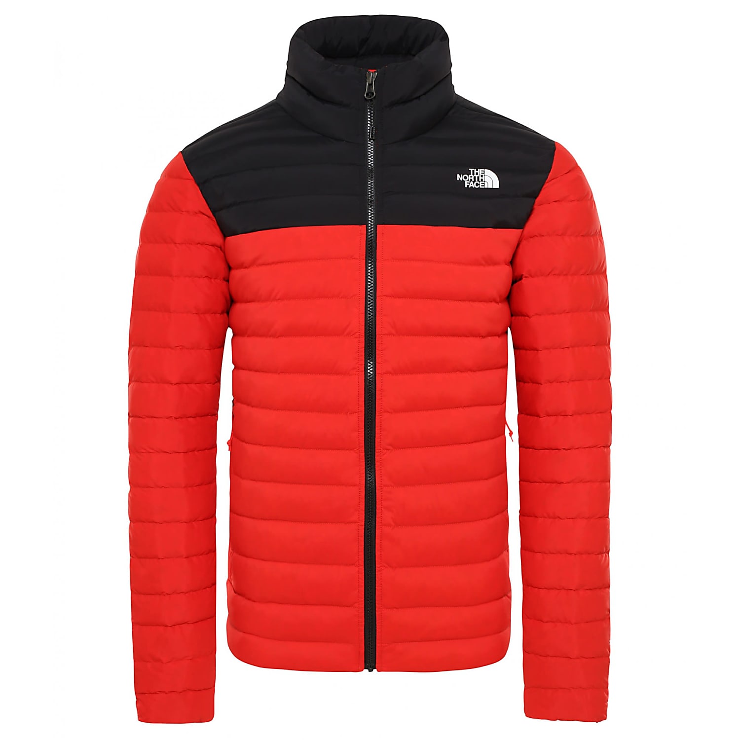 north face red and black coat