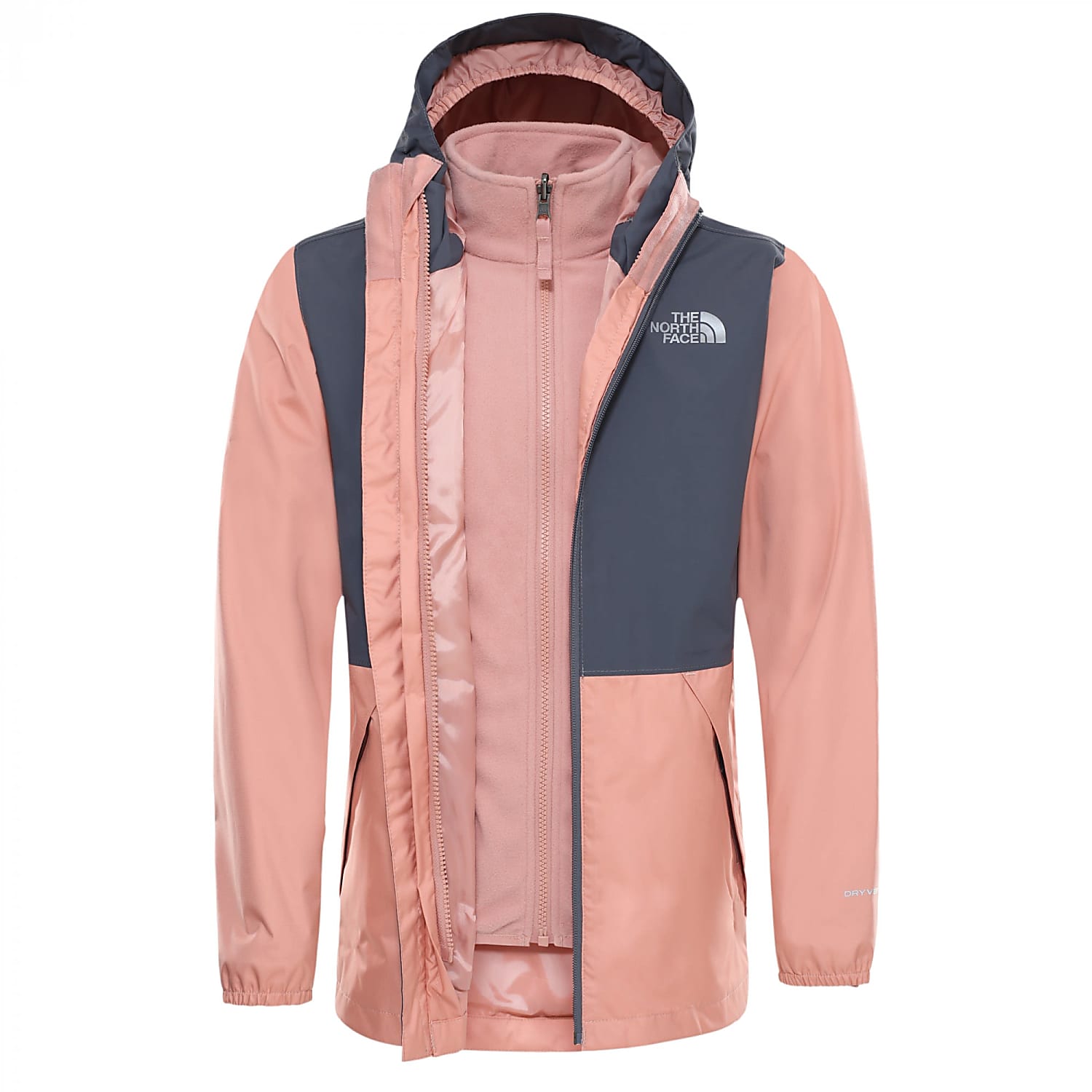 The North Face KIDS ELIAN RAIN TRICLIMATE JACKET, Pink Clay - Fast 