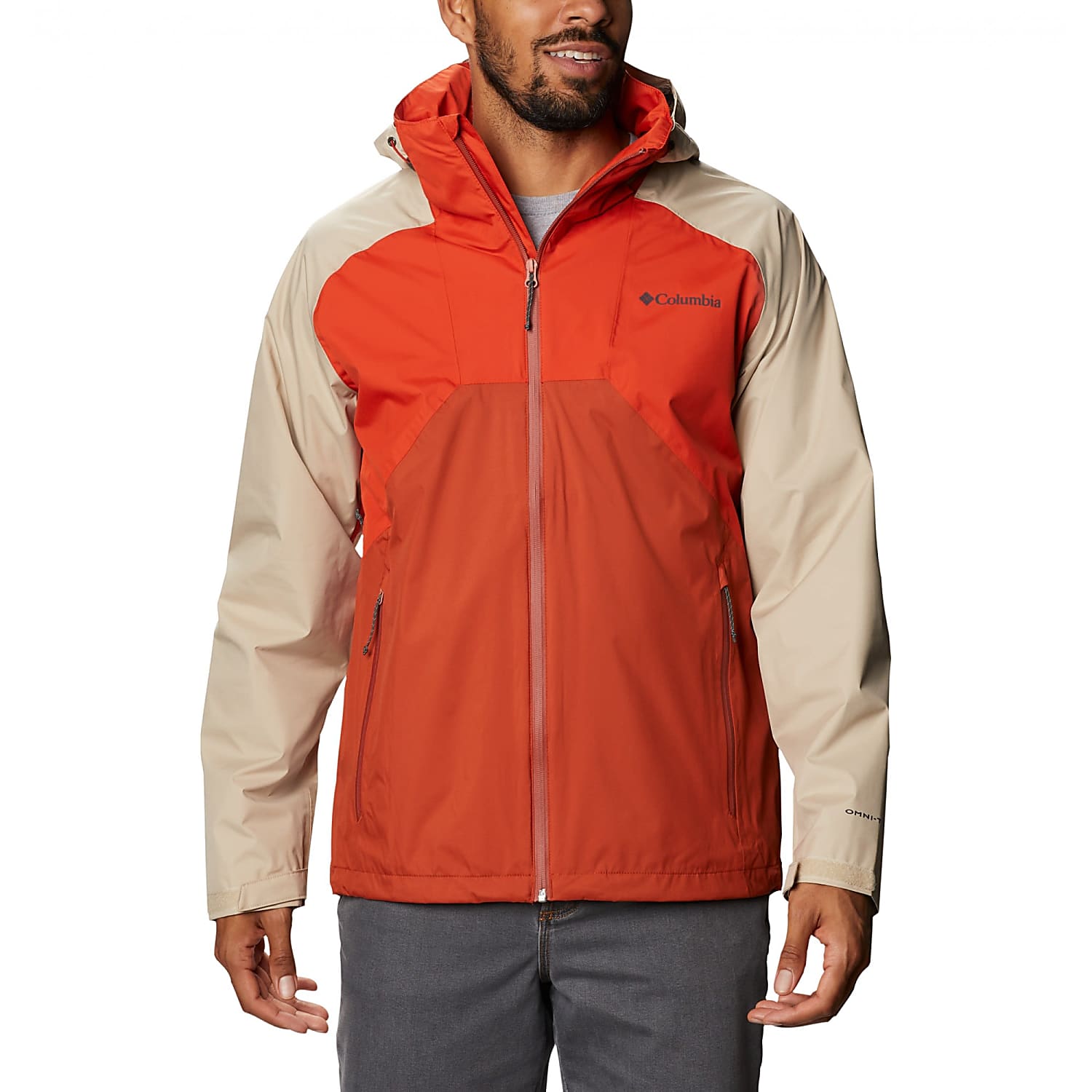 Columbia M RAIN SCAPE JACKET, Bonfire - Ancient Fossil - Dark