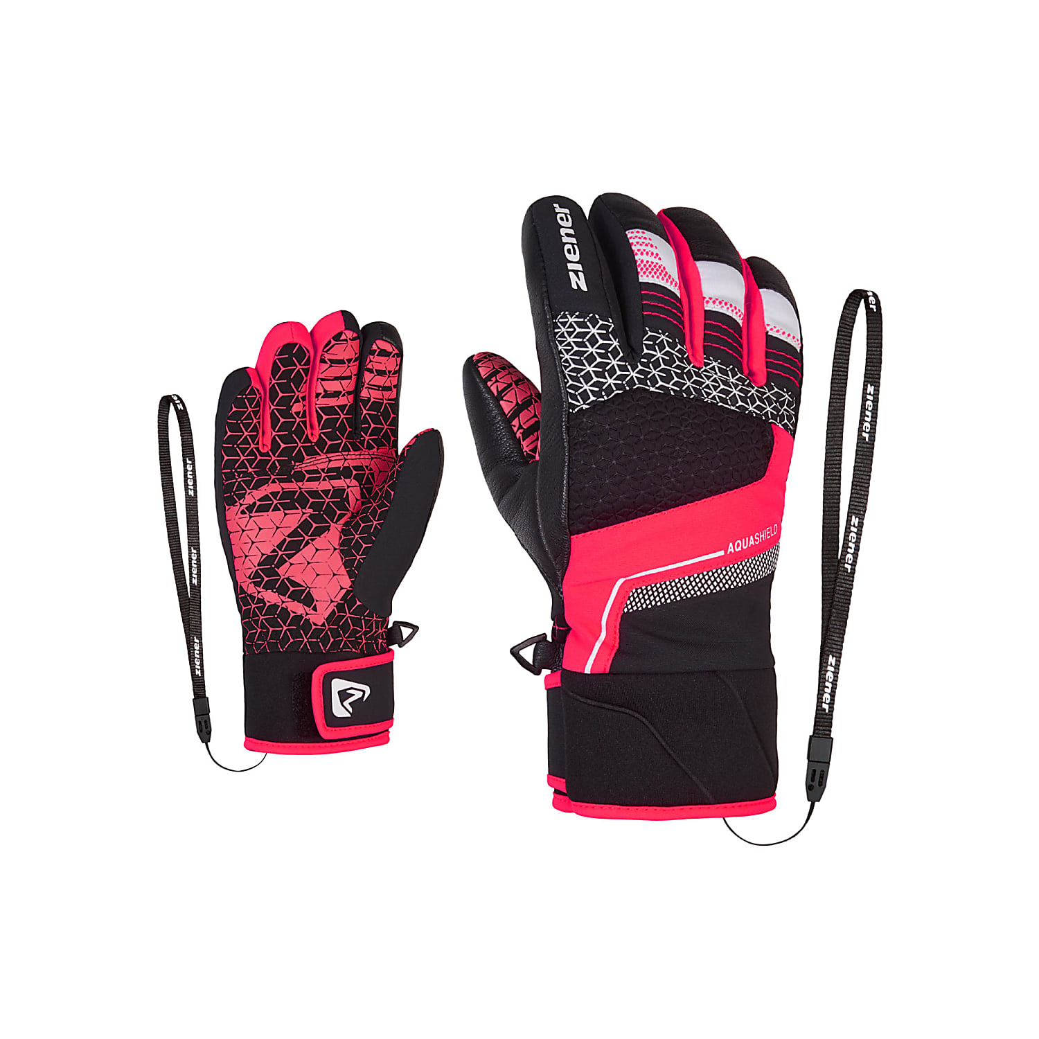 Ziener JUNIOR LONZALO AS PR GLOVE, Black - Neon Pink - Fast and cheap  shipping