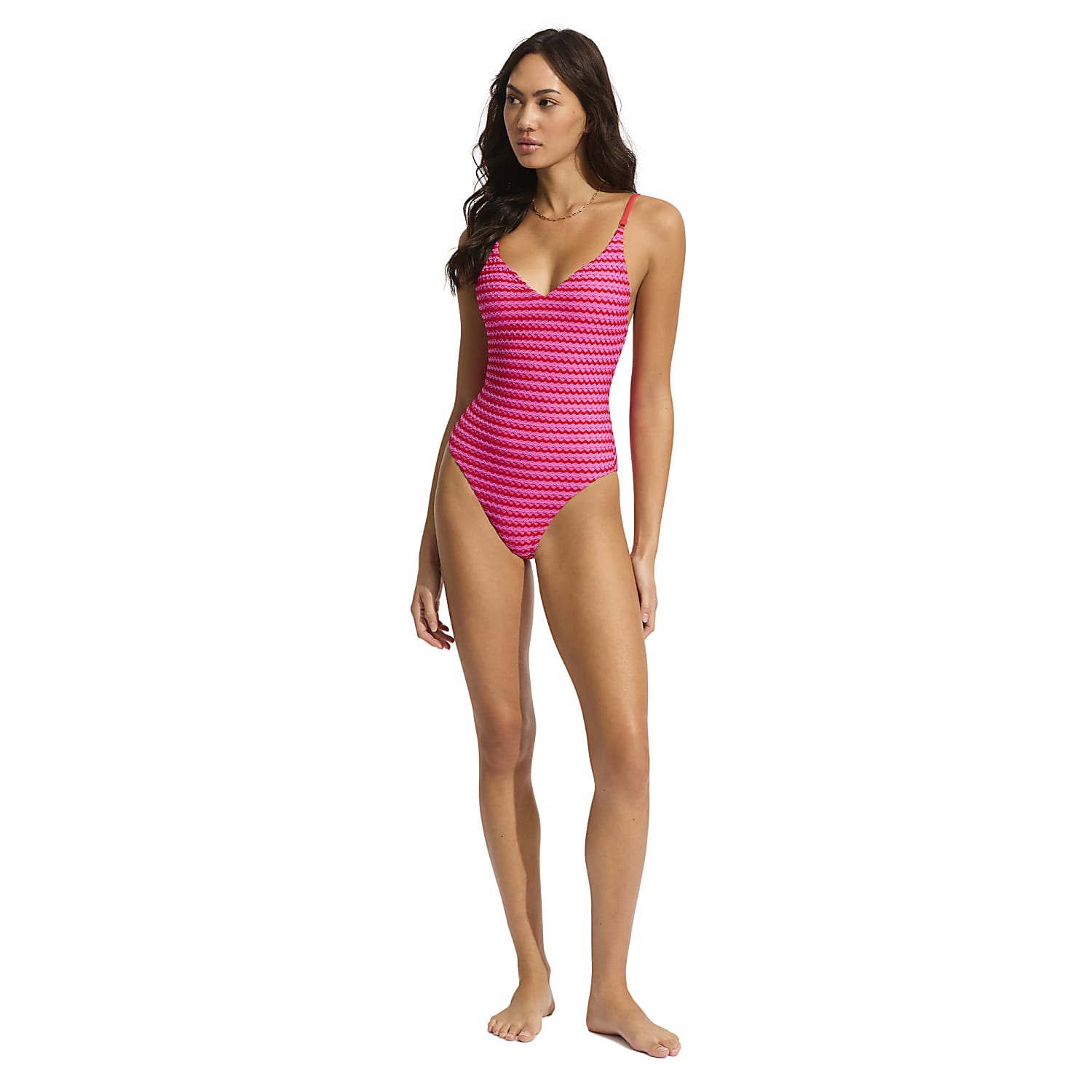 Seafolly W MESH EFFECT V NECK ONE PIECE Chilli Red Free