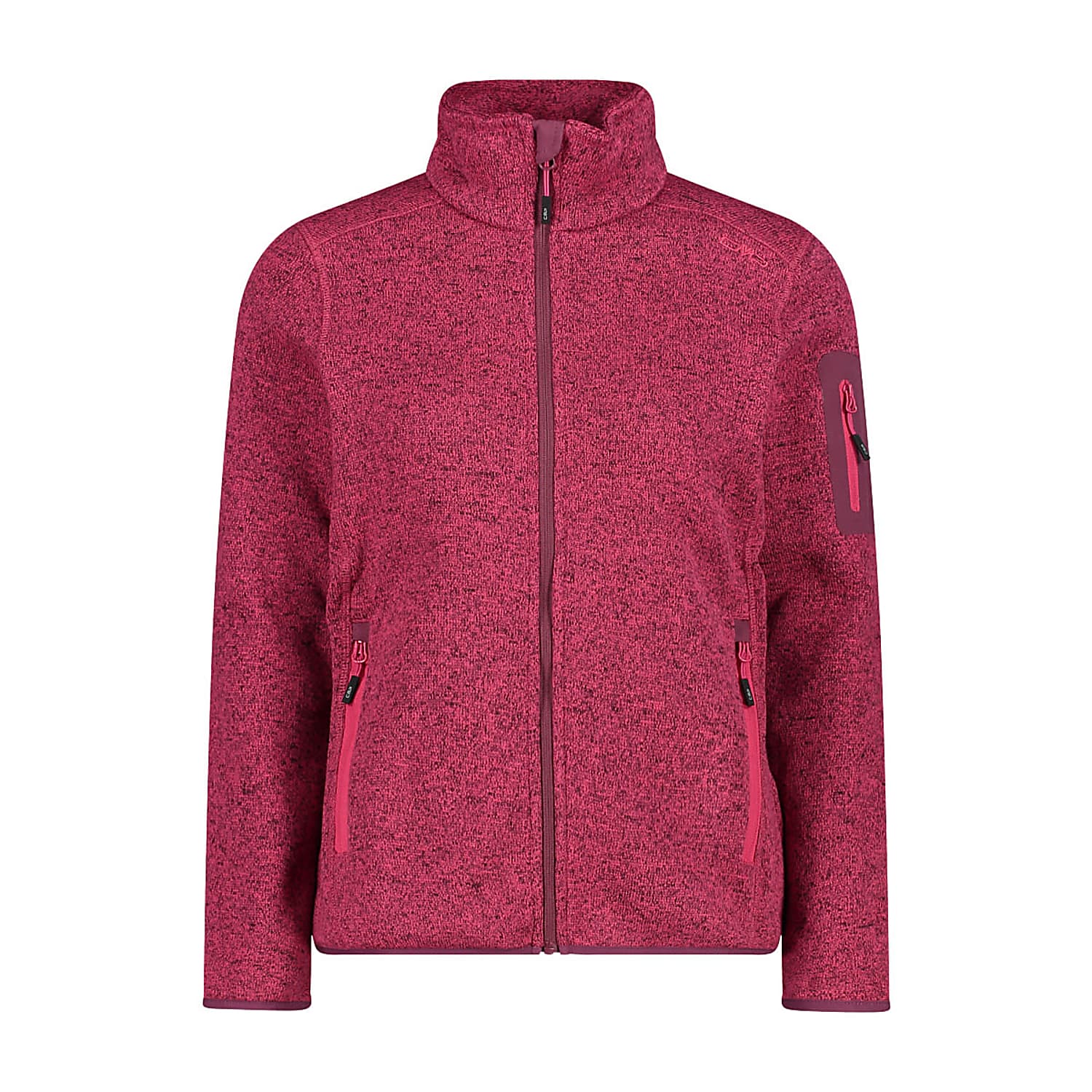 CMP W KNITTED MELANGE FLEECE JACKET, Fucsia - Amaranto - Fast and cheap  shipping