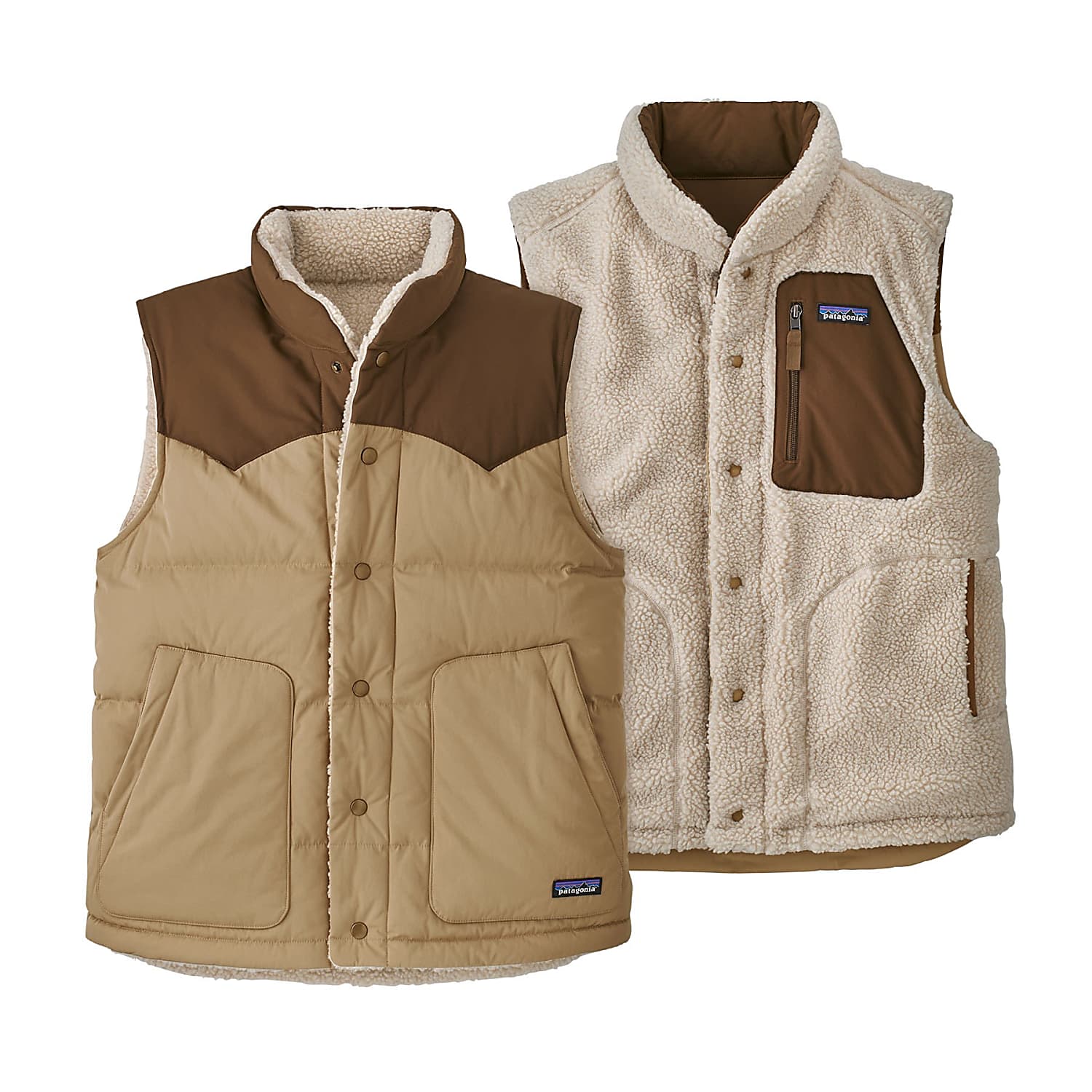 Patagonia men's reversible bivy new arrivals down vest ash tan