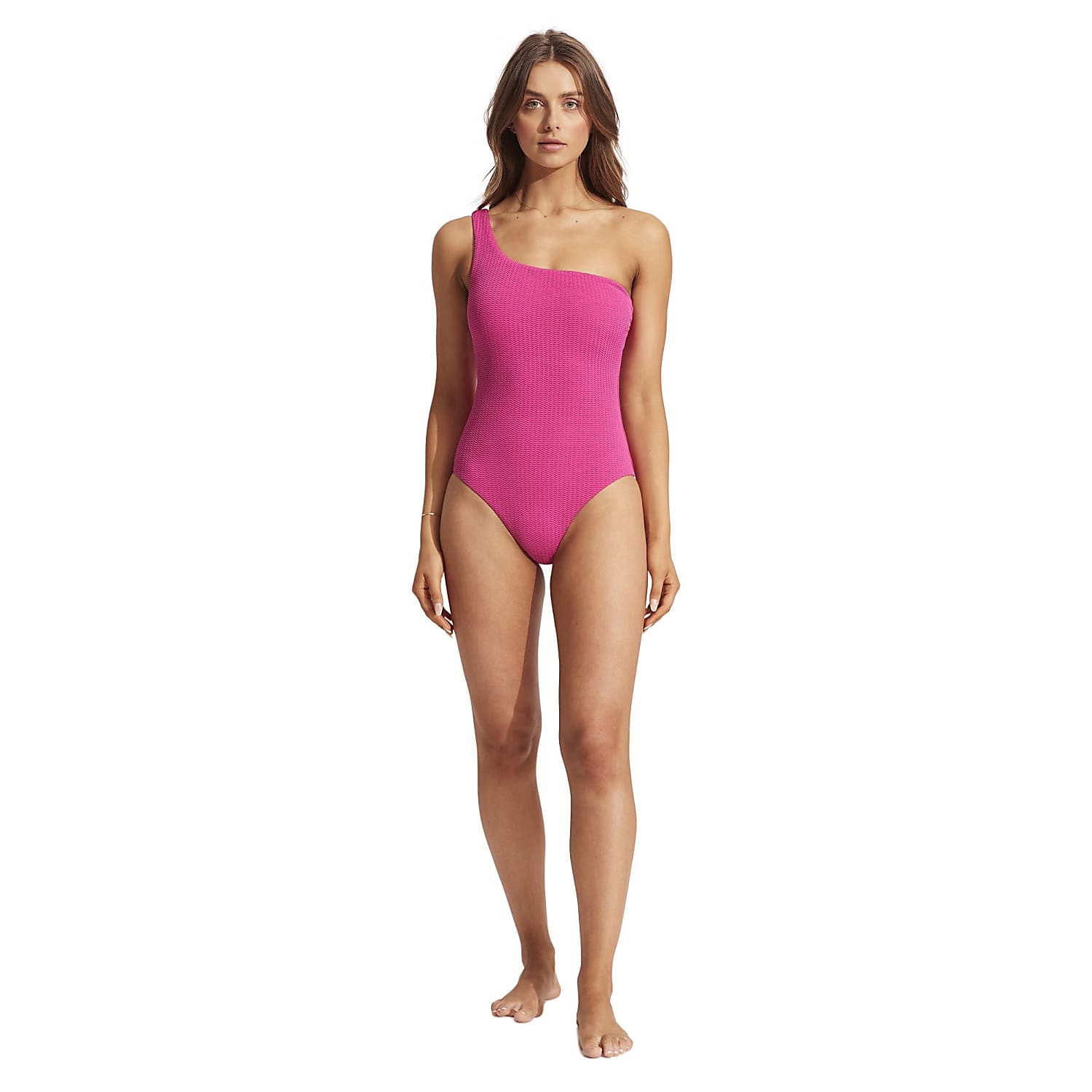 Seafolly W SEA DIVE ONE SHOULDER ONE PIECE Fuchsia Rose Fast and cheap shipping www.exxpozed