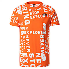 The North Face YOUTH SS SIMPLE DOME TEE, Red Orange Tagline Toss Print