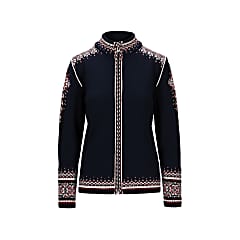 Dale of Norway W 140TH ANNIVERSARY JACKET, Navy - Red Rose - Offwhite