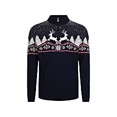 Dale of Norway M DALE CHRISTMAS SWEATER, Navy - Offwhite - Red Rose