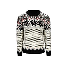 Dale of Norway M VEGARD SWEATER, Black - Offwhite - Red Rose