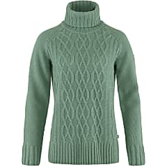 Fjallraven W OVIK CABLE KNIT ROLLER NECK, Patina Green