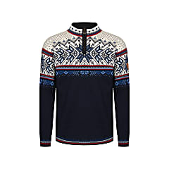 Dale of Norway M VAIL SWEATER, Midnight Navy - Red Rose - Offwhite