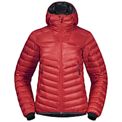 Bergans SENJA DOWN LIGHT W JACKET W HOOD Light Dahlia Red Solid Dark Grey Free Shipping starts at 60 www.exxpozed