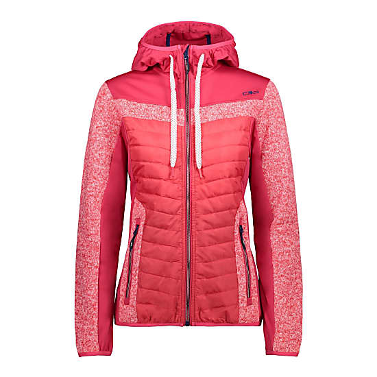 Cmp W Fix Hood Hybrid Jacket Knitted Ibisco Bianco