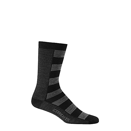 Icebreaker M LIFESTYLE ULTRA LIGHT CREW BISECT, Black - Jet HTHR - Fossil