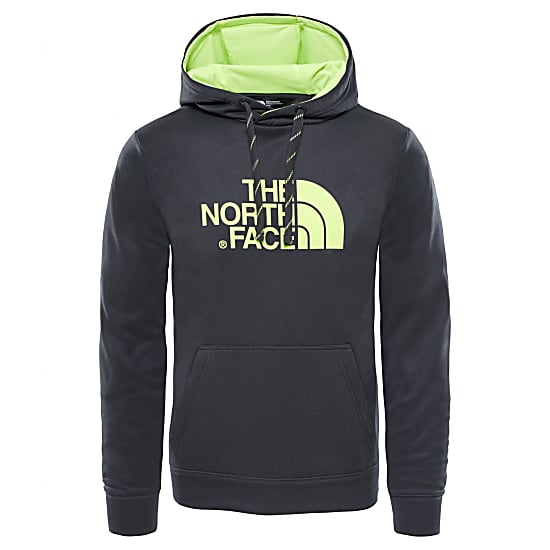 grey and yellow north face hoodie