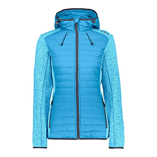Cmp W Jacket Fix Hood Hybrid Mini Ripstop Blue Jewel Fast