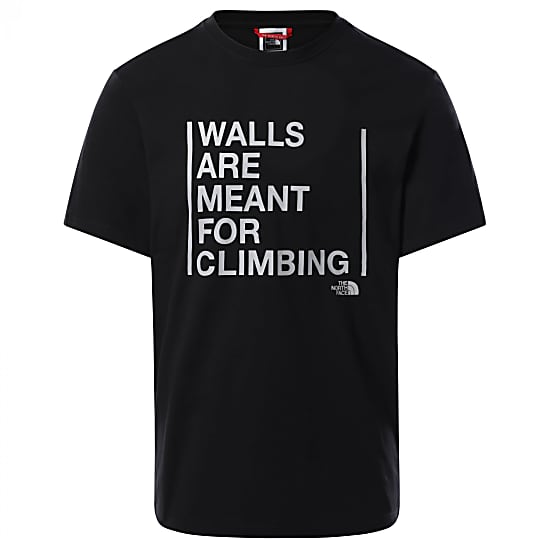 The North Face M S/S WALLS ARE FOR CLIMBING TEE, TNF Black - Meld Grey