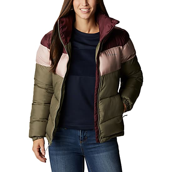Columbia W PUFFECT COLOR BLOCKED JACKET, Stone Green - Mineral Pink - Malbec
