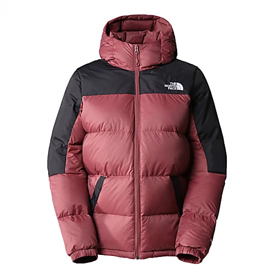 The North Face W DIABLO DOWN HOODIE, Wild Ginger - TNF Black