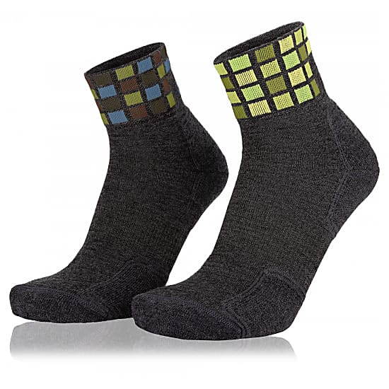 Eightsox COLOR MID MERINO 2-PACK, Dark Grey Melange - Olive