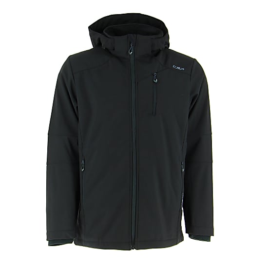 CMP M JACKET ZIP HOOD SOFTSHELL COMFORT FIT LONG, Nero - Fast and cheap  shipping
