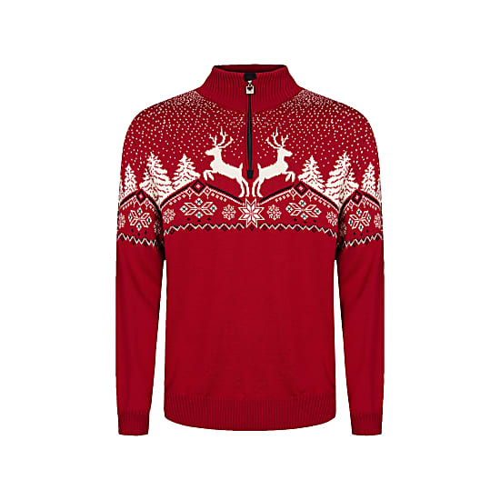 Dale of Norway M DALE CHRISTMAS SWEATER, Red Rose - Offwhite - Navy