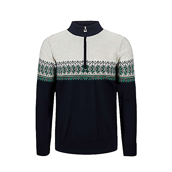 Dale of Norway M HOVDEN SWEATER, Navy - Bright Green - Offwhite