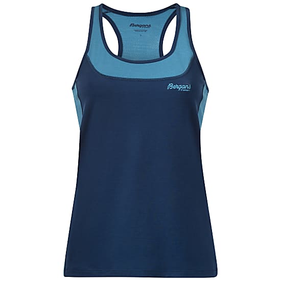 Bergans CECILIE ACTIVE WOOL SINGLET, Deep Sea Blue - Clear Ice Blue