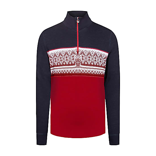 Dale of Norway M MORITZ BASIC SWEATER, Raspberry - Navy - Offwhite
