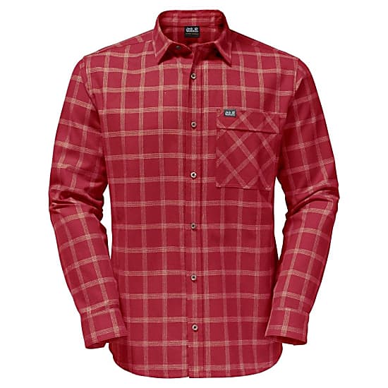 Jack Wolfskin M GLACIER SHIRT, Indian Red Checks - Fast and cheap shipping