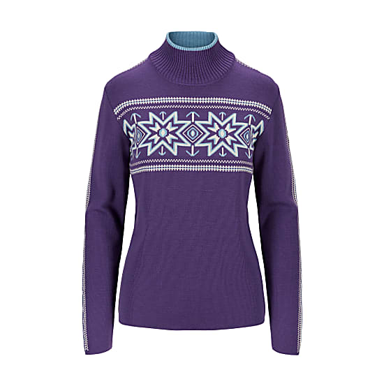 Dale of Norway W TINDEFJELL SWEATER, Dark Purple - Ice Blue - Offwhite