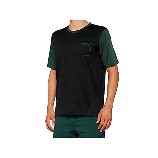 100% M RIDECAMP SHORT SLEEVE JERSEY, Black - Forest Green