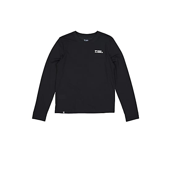 Mons Royale W ICON RELAXED LS, Black - Logo Print