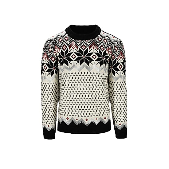 Dale of Norway M VEGARD SWEATER, Black - Offwhite - Red Rose