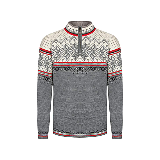 Dale of Norway M VAIL SWEATER, Smoke - Raspberry - Offwhite