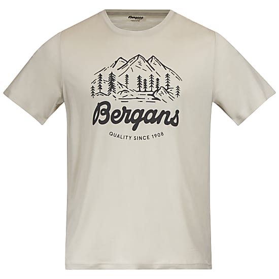 Bergans GRAPHIC WOOL M TEE, Chalk Sand - Solid Charcoal