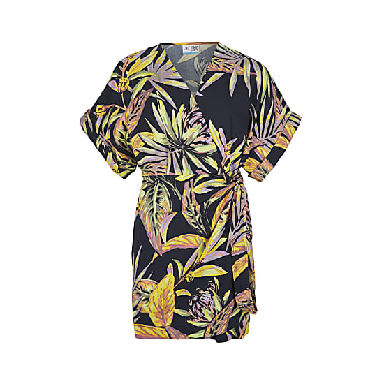 ONeill W OLIANA WRAP DRESS, Black Tropical Flower