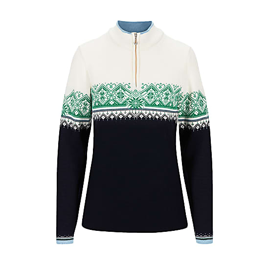 Dale of Norway W MORITZ SWEATER, Navy - Bright Green - Offwhite