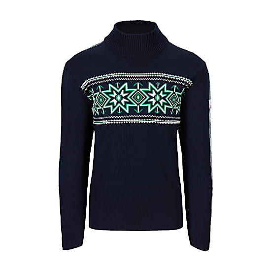 Dale of Norway M TINDEFJELLSWEATER, Navy - Bright Green - Offwhite