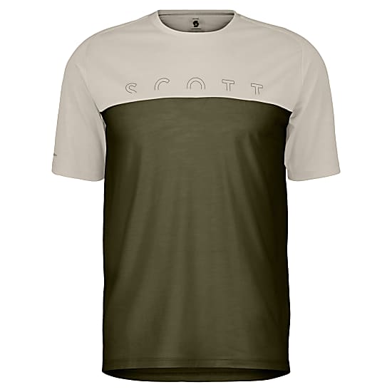 Scott M DEFINED MERINO S/SL TEE, Dust White - Fir Green