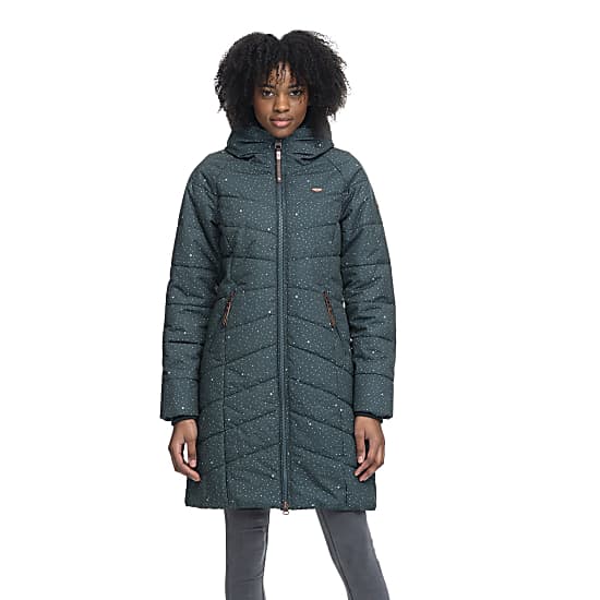 Ragwear W DIZZIE COAT DOTS Dark Green Free Shipping starts at 60 www.exxpozed
