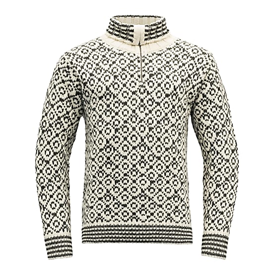 Devold SVALBARD WOOL ZIP NECK, Off White - Anthracite