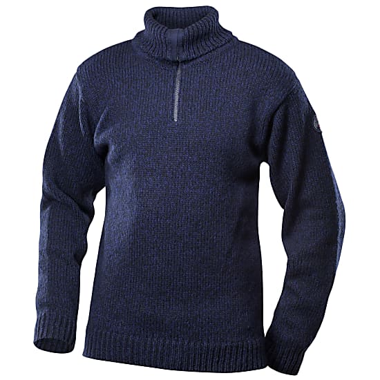 Devold NANSEN WOOL ZIP NECK, Dark Blue Melange