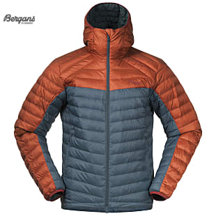 Bergans ROROS DOWN LIGHT M JACKET W/HOOD, Forest Frost - Bright Magma