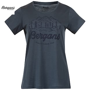 Bergans GRAPHIC WOOL W TEE, Chalk Sand - Solid Charcoal