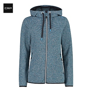 CMP W JACKET FIX HOOD KNITTED, Azzurro Anthracite