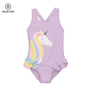 Color Kids GIRLS SWIMSUIT WITH APPLICATION, Cerulean